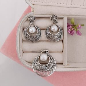 Set plata quemada con perla