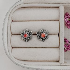 Aretes de flores con piedra natural