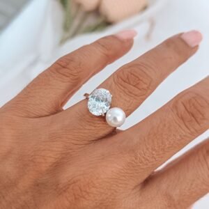 Anillo perla & circonia