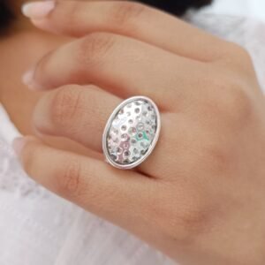 anillo plata martillada
