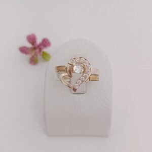 Anillo dúo corazón de plata con oro