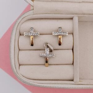 Set de plata con oro de cruz