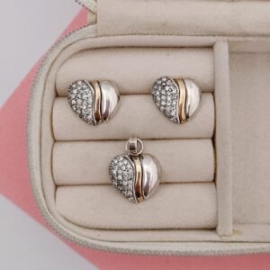Set de plata con oro de corazón