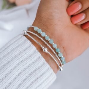 Pulsera triple con amazonita