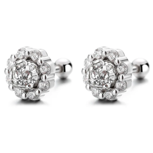 Aretes bola de fuego y corona de circonias