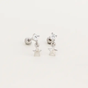 Aretes de estrella colgante plata