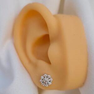 Aretes bola de fuego y corona de circonias