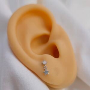 Aretes de estrella colgante plata