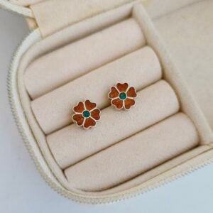 Aretes de flor con piedra natural