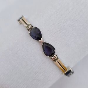 Pulsera de plata con oro circonia morada
