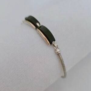 Pulsera plata con oro y circonia negra