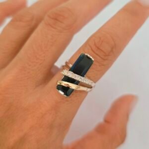 Anillo de circonia azul