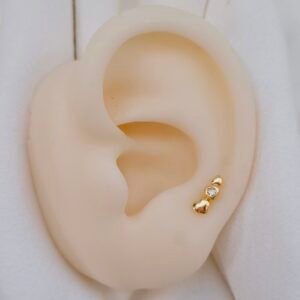 aretes 3 corazones dorados