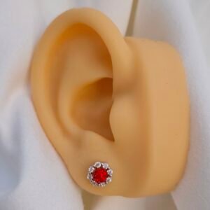 aretes circonias rojas