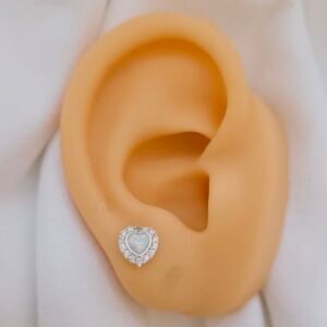 Aretes corazon con ópalo (unidad)