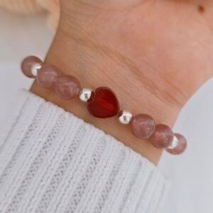 Pulsera piedra natural Cuarzo Fresa