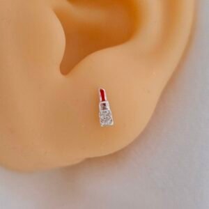 Aretes de labial rojo